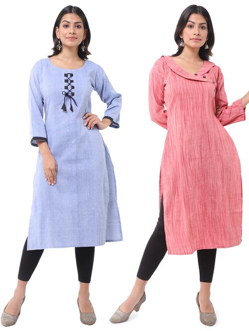 women pack of 2 solid straight kurta - 21585090 - Very Small Image - 1