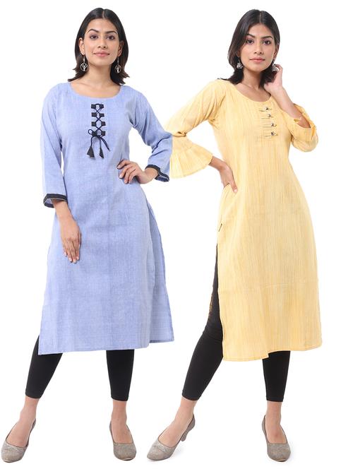 women pack of 2 solid straight kurta - 21585091 - Very Small Image - 1