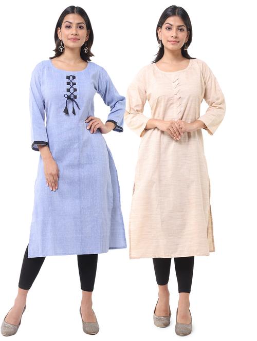 women pack of 2 solid straight kurta - 21585092 - Very Small Image - 1