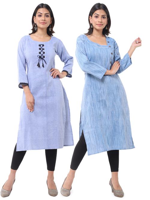 women pack of 2 solid straight kurta - 21585093 - Very Small Image - 1