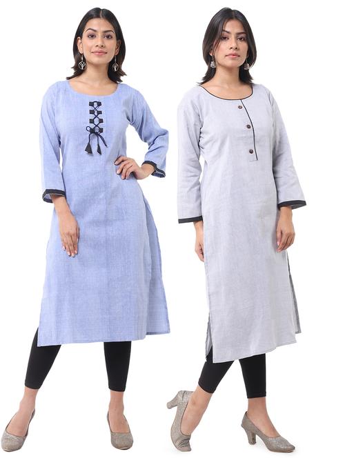 women pack of 2 solid straight kurta - 21585095 - Very Small Image - 1