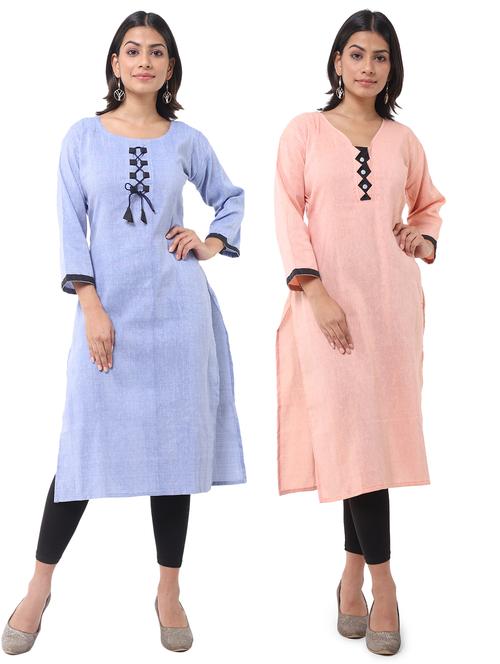 women pack of 2 solid straight kurta - 21585101 - Very Small Image - 1