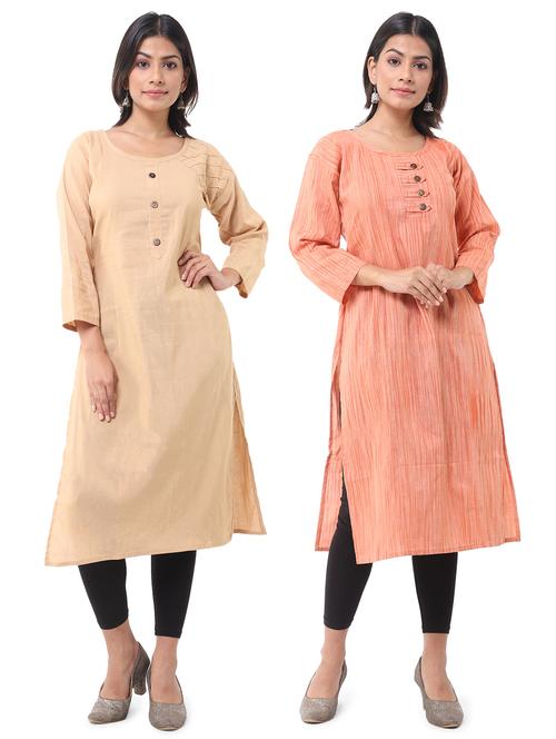 women pack of 2 solid straight kurta - 21585103 - Very Small Image - 1