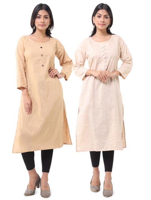 women pack of 2 solid straight kurta - 21585106 - Very Small Image - 1
