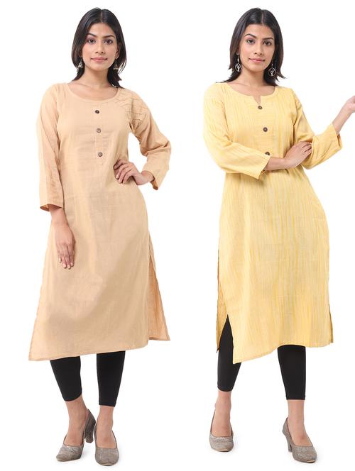 women pack of 2 solid straight kurta - 21585108 - Very Small Image - 1