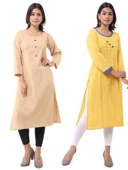 women pack of 2 solid straight kurta - 21585111 - Very Small Image - 1