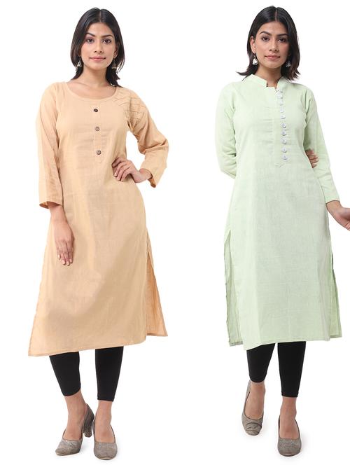 women pack of 2 solid straight kurta - 21585113 - Very Small Image - 1