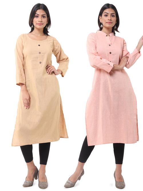 women pack of 2 solid straight kurta - 21585114 - Very Small Image - 1