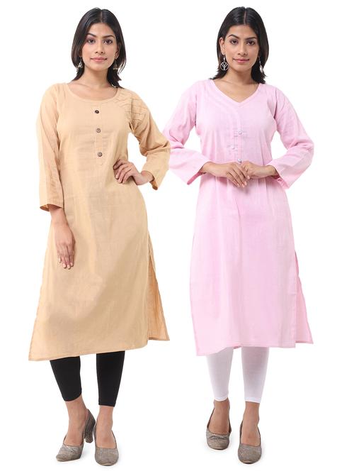 women pack of 2 solid straight kurta - 21585115 - Very Small Image - 1