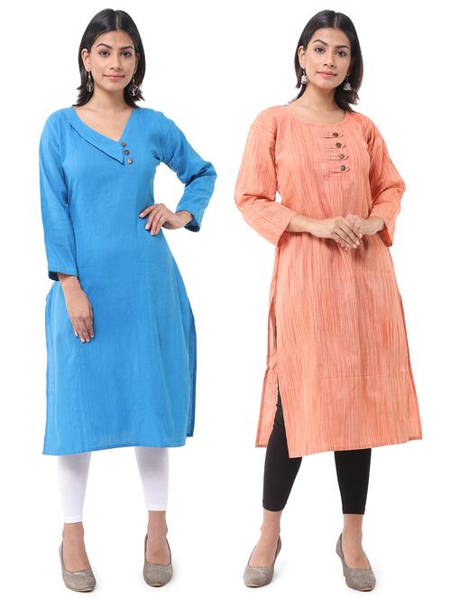 women pack of 2 solid straight kurta - 21585119 - Very Small Image - 1
