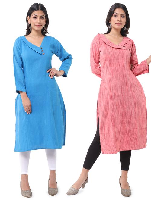women pack of 2 solid straight kurta - 21585120 - Very Small Image - 1