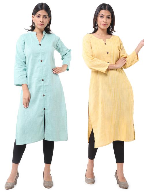 women pack of 2 solid straight kurta combo - 21585131 - Very Small Image - 1