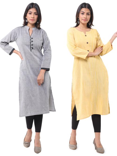 women pack of 2 solid straight kurta combo - 21585146 - Very Small Image - 1