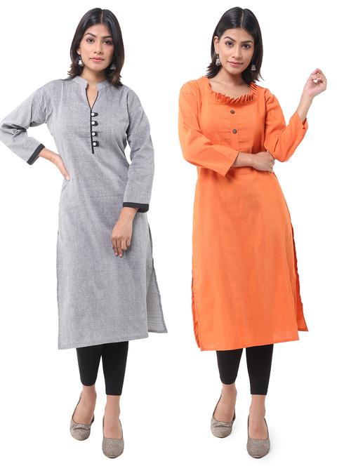 women pack of 2 solid straight kurta combo - 21585151 - Very Small Image - 1