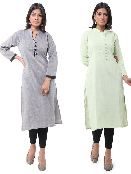 women pack of 2 solid straight kurta combo - 21585152 - Very Small Image - 1