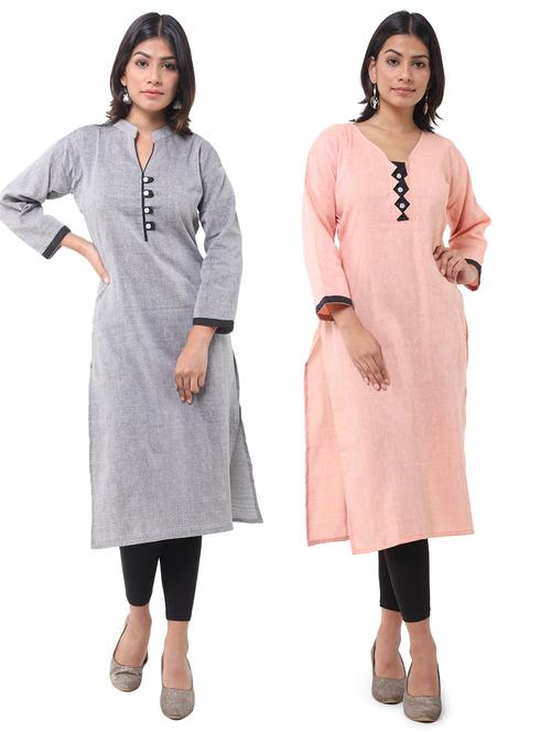 women pack of 2 solid straight kurta combo - 21585153 - Very Small Image - 1