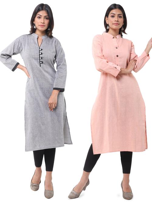 women pack of 2 solid straight kurta combo - 21585154 - Very Small Image - 1