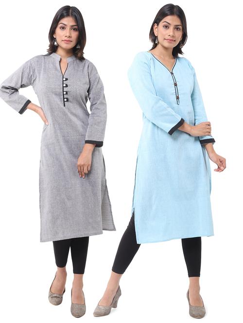 women pack of 2 solid straight kurta combo - 21585159 - Very Small Image - 1