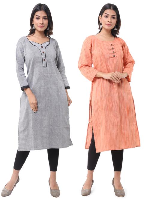 women pack of 2 solid straight kurta combo - 21585162 - Very Small Image - 1