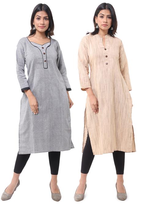 women pack of 2 solid straight kurta combo - 21585163 - Very Small Image - 1