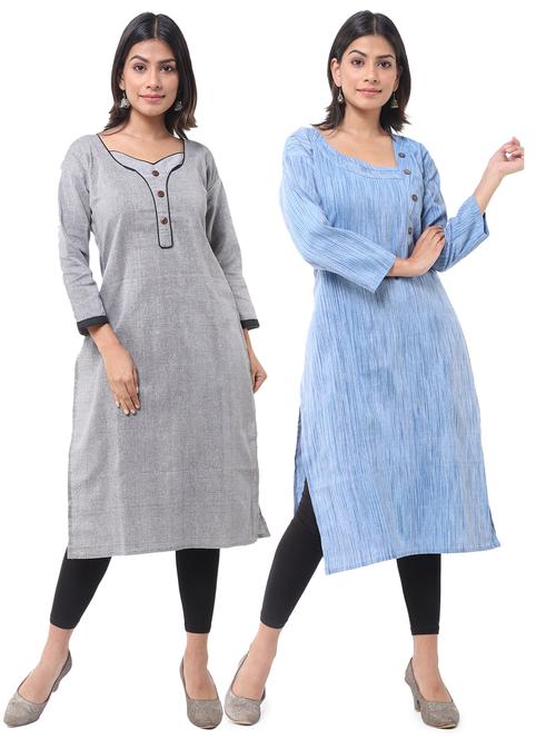 women pack of 2 solid straight kurta combo - 21585164 - Very Small Image - 1
