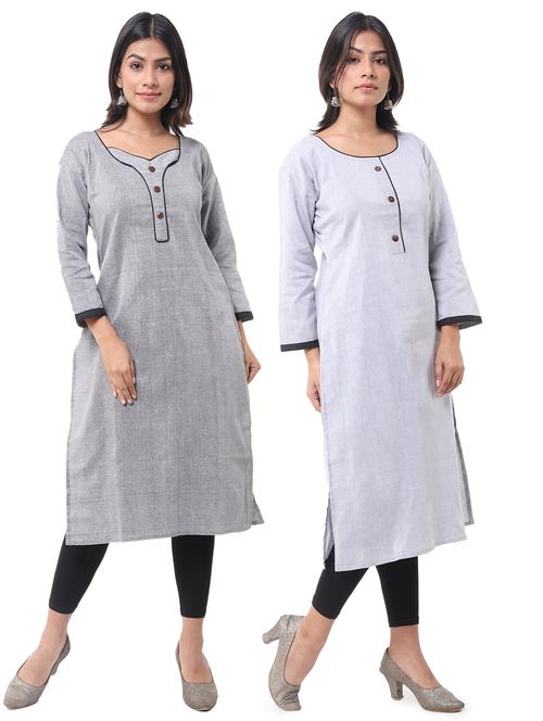 women pack of 2 solid straight kurta combo - 21585166 - Very Small Image - 1