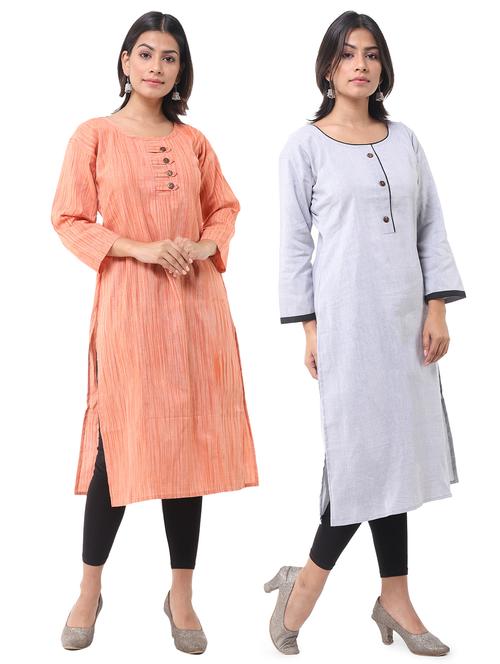 women pack of 2 solid straight kurta combo - 21585178 - Very Small Image - 1