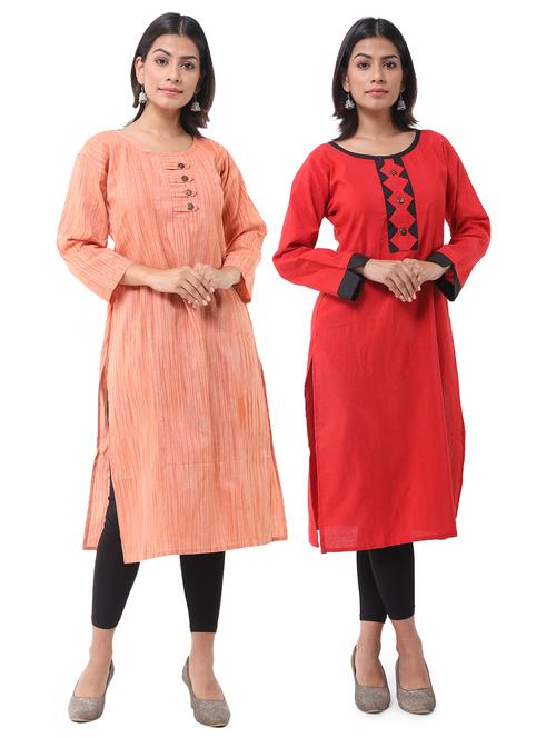 women pack of 2 solid straight kurta combo - 21585189 - Very Small Image - 1