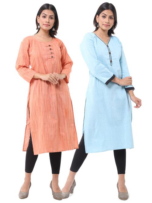 women pack of 2 solid straight kurta combo - 21585191 - Very Small Image - 1