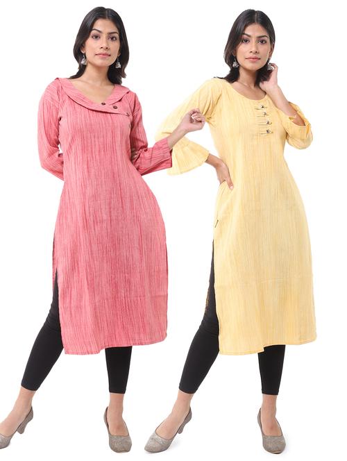 women pack of 2 solid straight kurta combo - 21585195 - Very Small Image - 1