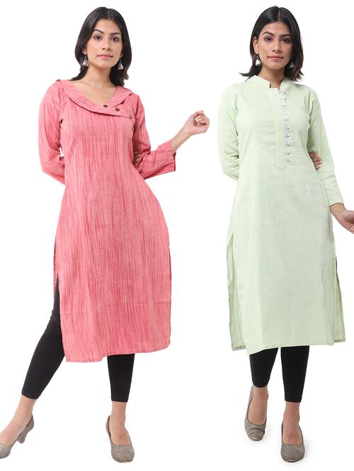women pack of 2 solid straight kurta combo - 21585203 - Very Small Image - 1