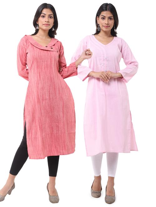  women pack of 2 solid straight kurta combo - 21585206 - Very Small Image - 1