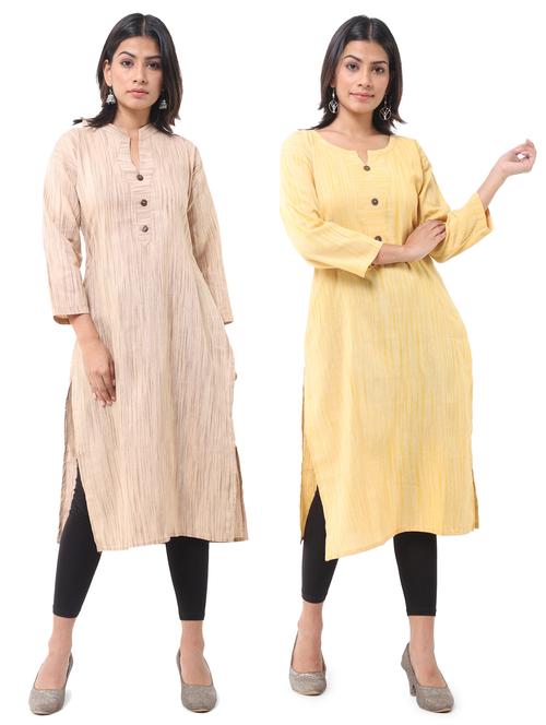  women pack of 2 solid straight kurta combo - 21585216 - Very Small Image - 1