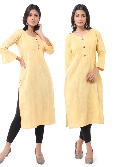  women pack of 2 solid straight kurta combo - 21585234 - Very Small Image - 1