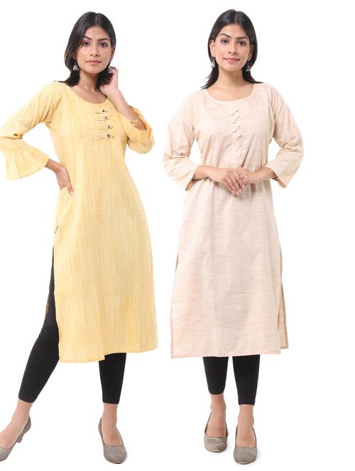  women pack of 2 solid straight kurta combo - 21585251 - Very Small Image - 1