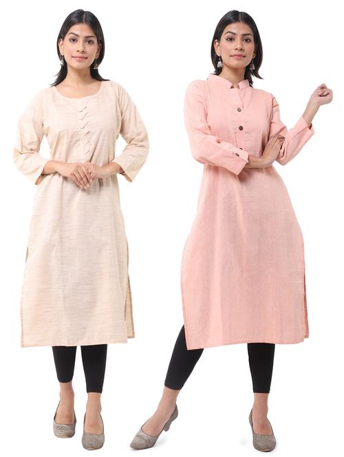  women pack of 2 solid straight kurta combo - 21585261 - Very Small Image - 1