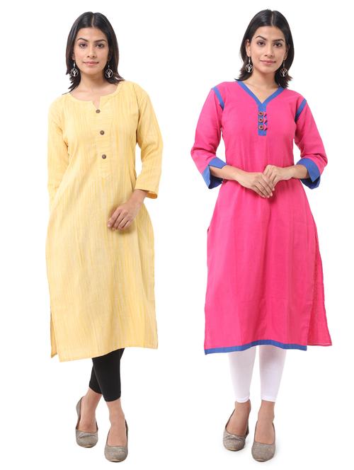 women pack of 2 solid straight kurta combo - 21585296 - Very Small Image - 1