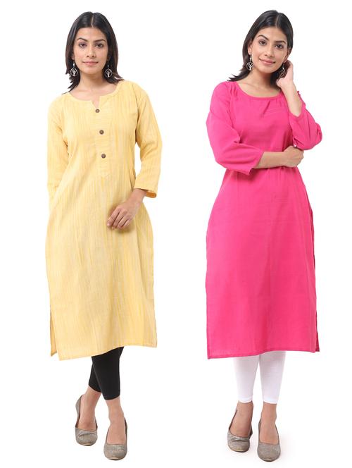 women pack of 2 solid straight kurta combo - 21585297 - Very Small Image - 1