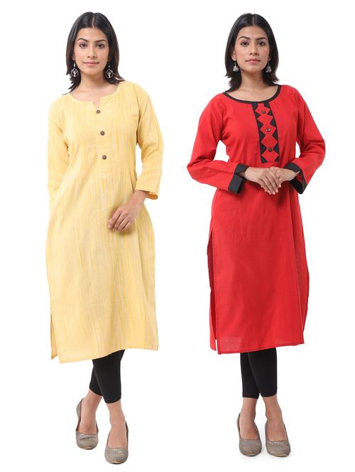women pack of 2 solid straight kurta combo - 21585298 - Very Small Image - 1