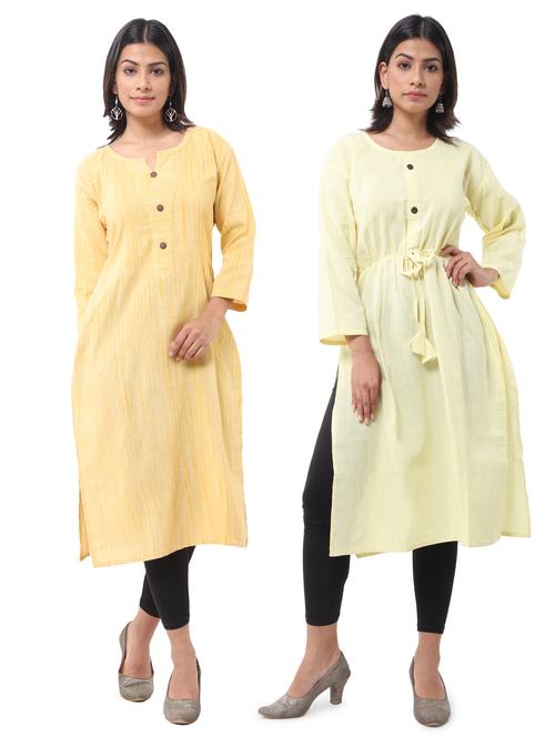 women pack of 2 solid straight kurta combo - 21585301 - Very Small Image - 1
