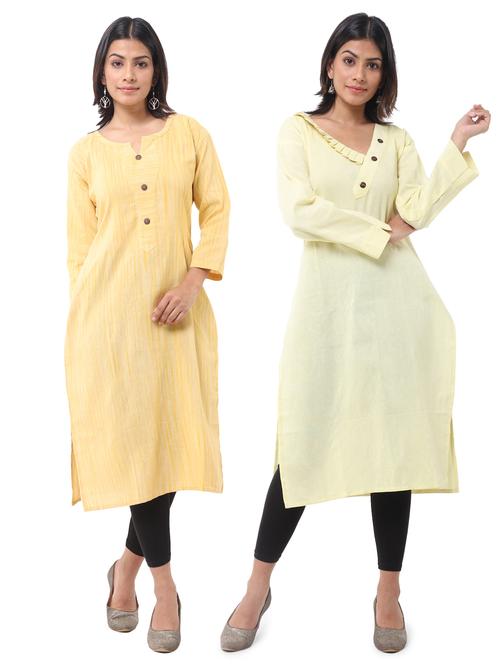 women pack of 2 solid straight kurta combo - 21585302 - Very Small Image - 1