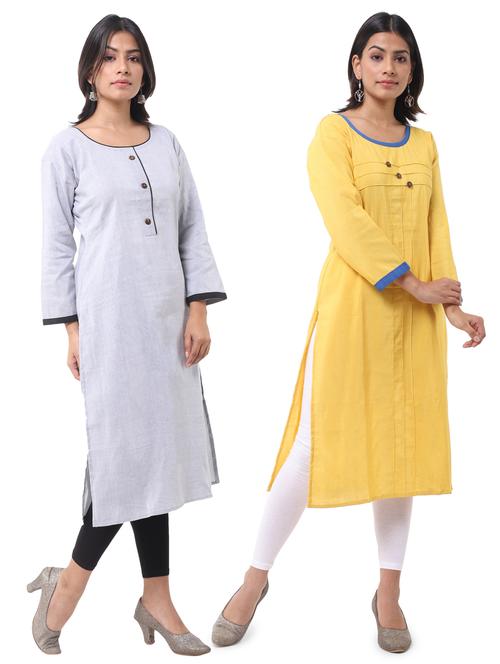 women pack of 2 solid straight kurta combo - 21585304 - Very Small Image - 1