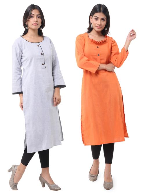women pack of 2 solid straight kurta combo - 21585306 - Very Small Image - 1