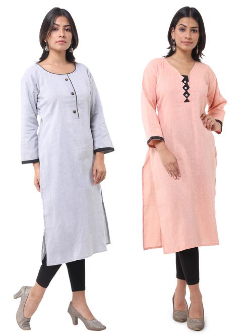 women pack of 2 straight kurta combo - 21585308 - Very Small Image - 1
