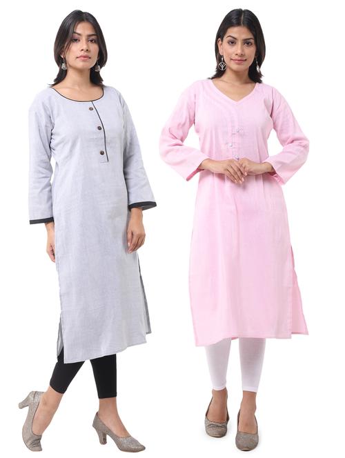 women pack of 2 straight kurta combo - 21585310 - Very Small Image - 1