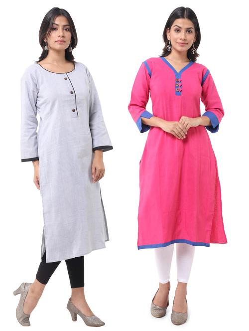 women pack of 2 straight kurta combo - 21585311 - Very Small Image - 1