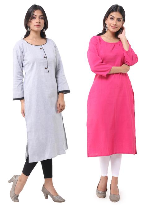 women pack of 2 straight kurta combo - 21585312 - Very Small Image - 1