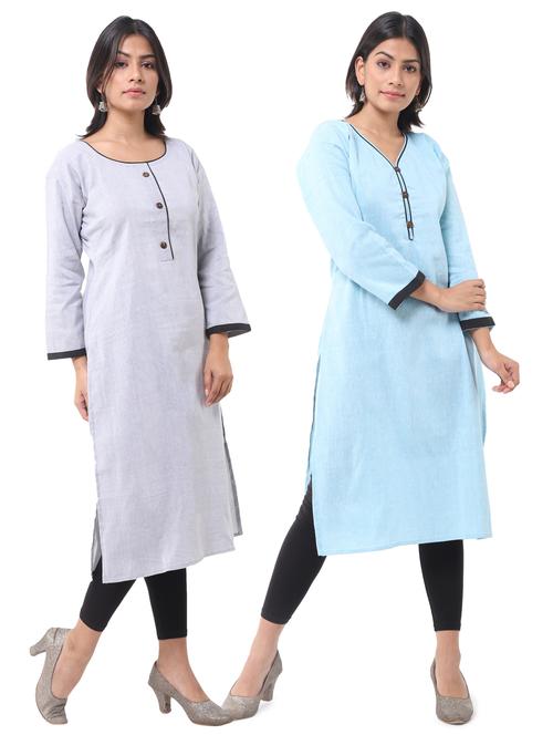 women pack of 2 straight kurta combo - 21585315 - Very Small Image - 1