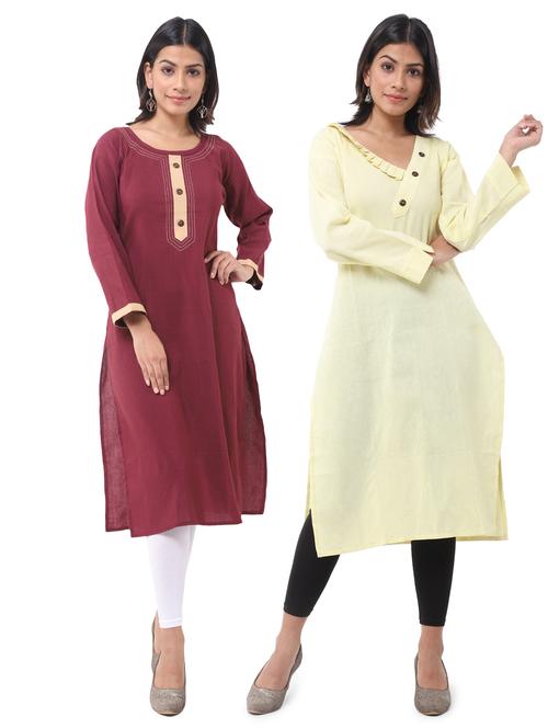women pack of 2 straight kurta combo - 21585323 - Very Small Image - 1