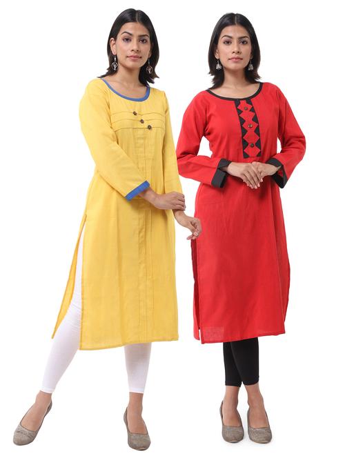 women pack of 2 straight kurta combo - 21585332 - Very Small Image - 1